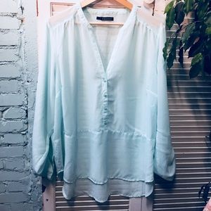 Maurices Sheer Mint Long Sleeve Blouse